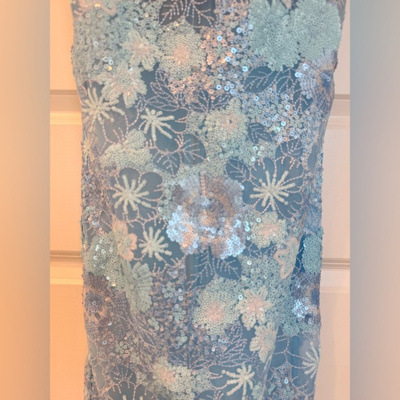 NWOT BRONX AND BANCO Farah Ocean Blue Sequin Multi Strapless Maxi Dress - Picture 9 of 16